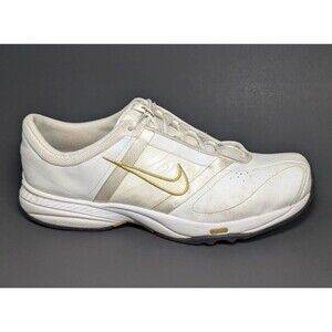 Nike FCS Running Shoes Sneakers White Gold Trim Women's Size 6.5